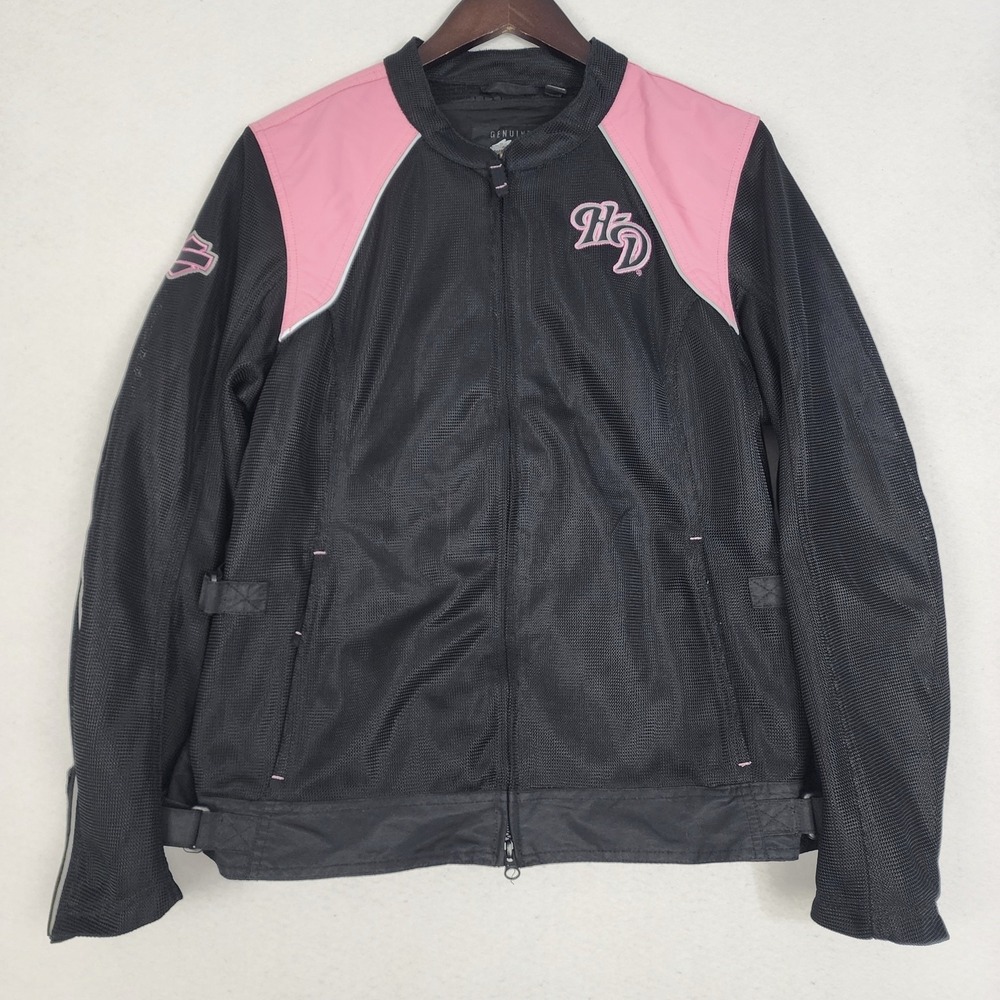 Harley-Davidson Riding Jacket Womens XL Black Pink Label 3-in-1 Mesh Full Zip